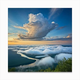 Cumulus Clouds Dominating A Scenic Cloudscape Cascading Into A Deep Azure Sky Edges Of Clouds Dus (2) Canvas Print