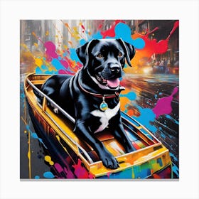 Dog In A Boat Canvas Print