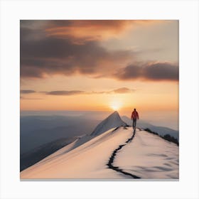 Sunset On A Mountain Canvas Print