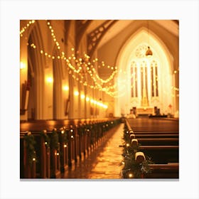 Christmas Lights In A Church Canvas Print