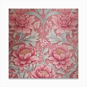 Vintage pink flowers wallpaper Canvas Print