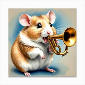 Hamster Playing A Trumpet 1 Canvas Print