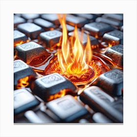 Fire On A Computer Keyboard Canvas Print