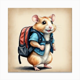 Hamster With Backpack 12 Canvas Print