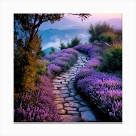 Lavender Garden At Sunset 1 Canvas Print