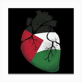 Palestine Heart Flag Canvas Print