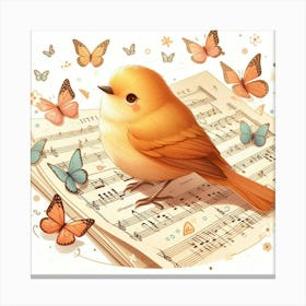 Bird On Music Sheet 3 Canvas Print