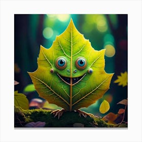 Firefly Quirky Leaf Creature In A Vibrant Fantasy 21396 (2) Canvas Print