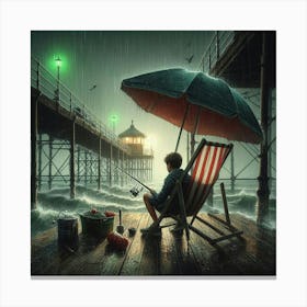 Fishing In The Rain 7 Canvas Print