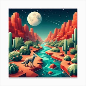 Low Poly Desert Landscape 3 Canvas Print