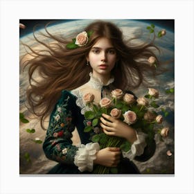 Girl With Roses 1 Canvas Print