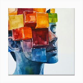 Colorful Head Watercolor Illustration Canvas Print