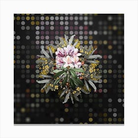 Vintage Common Rhododendron Flower Wreath on Dot Bokeh Pattern n.0229 Canvas Print