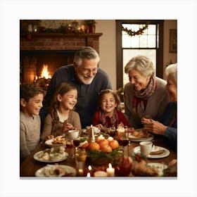 A Heartwarming Depiction Of A Multigenerational Family Reveling In Their Thanksgiving Gathering Lov (7) Canvas Print