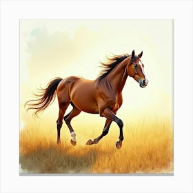 Horse Galloping In The Field 1 Canvas Print