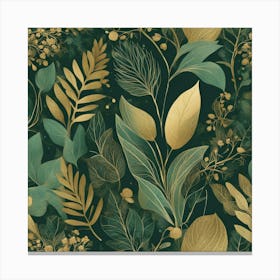 Gold Leaves Wallpaper Canvas Print