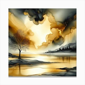 Sunset On The Lake Canvas Print