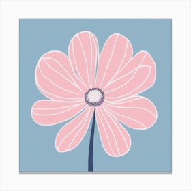 A White And Pink Flower In Minimalist Style Square Composition 453 Canvas Print