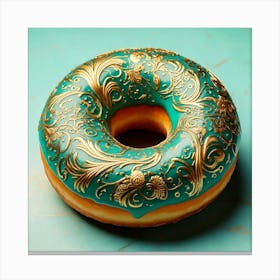 Firefly Ornate Turquoise Donut With Gold Floral Patterns 20356 (2) Canvas Print