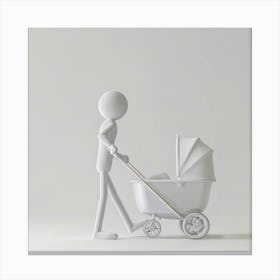 Portrait Of A Man Pushing A Baby Carriage Canvas Print