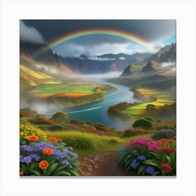 Rainbow Over Valley Canvas Print