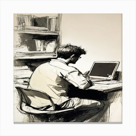 Man Working On A Laptop 1 Canvas Print