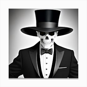 Skeleton In A Top Hat Canvas Print