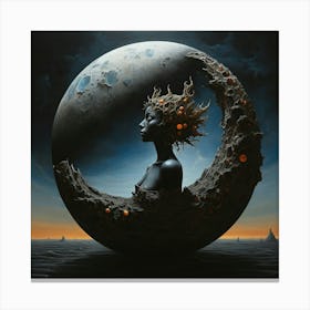 woman inside Moon Canvas Print