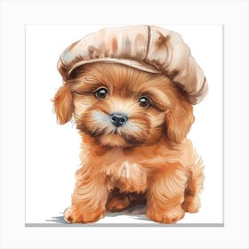 Puppy In A Hat Canvas Print