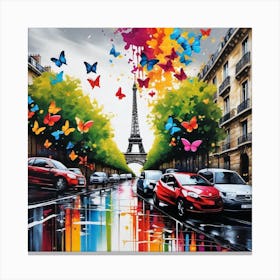 Paris With Butterflies 12 Canvas Print