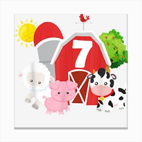 Farm Animals 7th Birthday 7 Year Old Birthday Party Canvas Print