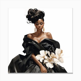 Black Woman In Black Dress Canvas Print