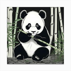 Panda Linocut Canvas Print