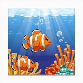 Clown Fish Under The Sea Canvas Print