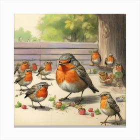 Robin Family Canvas Print