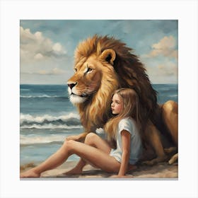 Lion And Girl 3 Canvas Print