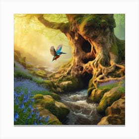 Kingfisher In The Forest 2 Canvas Print
