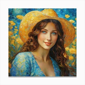 Girl In A Hatghjj Canvas Print