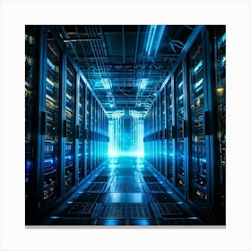 Advanced Data Center Interior Cabling Meticulously Organized In Vibrant Colors Rows Of Servers Wit (5) Canvas Print