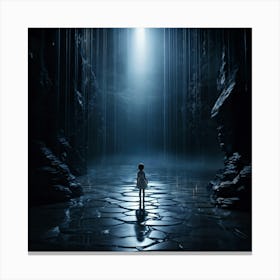 Tear Glistening With A Sweet And Poignant Essence Suspended Above A Shadowy Abyss 3d Rendering Hy Canvas Print