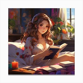 Anime Girl Reading A Book 1 Canvas Print