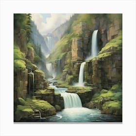 Waterfall art print Canvas Print