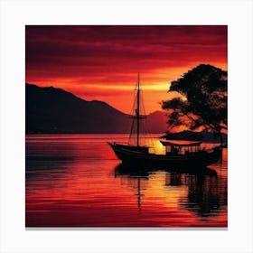 Sunset Sailboat 1 Canvas Print