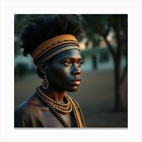 African Woman With Afro Canvas Print