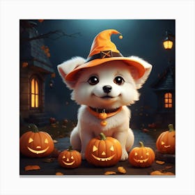 Kawaii Dog Halloween Canvas Print