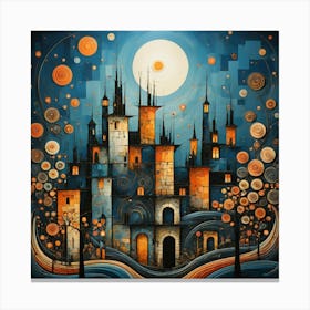 City At Night Cubism with abstract elements Art Print Canvas Print