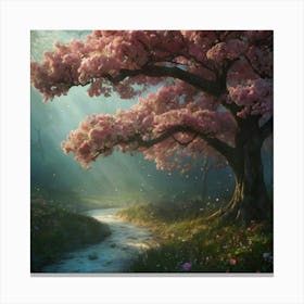 Cherry Blossom Tree The Magic of Watercolor: A Deep Dive into Undine, the Stunningly Beautiful Asian Goddess Canvas Print