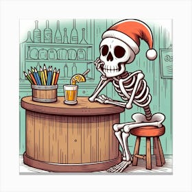 Skeleton At The Bar Canvas Print