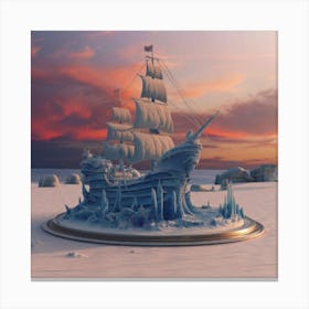 Beautiful ice sculpture in the shape of a sailing ship 24 Canvas Print