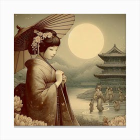 Creative Geisha Illustration 91 Canvas Print